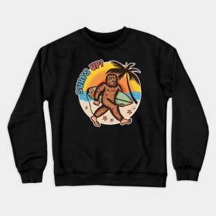 Surfs Up! Sasquatch at Beach - Ride the wave of summer spirits! Crewneck Sweatshirt